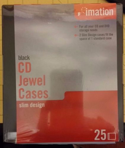 Imation - CD/DVD Slim Design Jewel Case, Black and Clear, 25/Pack - Plastic Seal