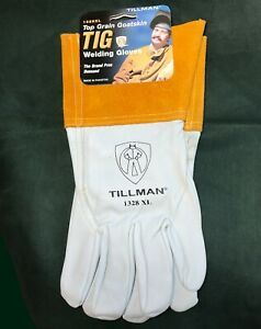 Tillman TIG Welding Gloves 1328XL Top Grain Goatskin 4&#034; Cuff Seamless Forefinger