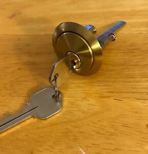 New Brass/Gold Colored Cylinder Lock Set with 2 Keys - Brand New - Free Shipping