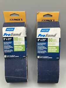 Norton ProSand BlueFire Sanding Belts - 3&#034; X 21&#034; X 80 Grit - 10 Pack! New
