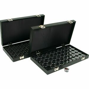 100 Gem Jars Black Display Tray Gemstone Travel Case