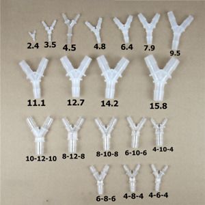 Plastic Y Piece Hose Pipe Reducer Barbed Connector 3 Way Tubing Air Fuel Water