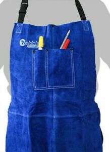 WELDCLASS LEATHER APRON WELDING - PROMAX BLUE HEAT FIRE PROOF RESISTANT MIG TIG