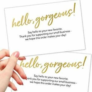 50 Extra Large 4x6 Thank You for Your Order Cards - Gold Foil Hello Gorgeous