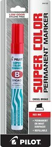 Pilot Super Color Refillable Permanent Marker Broad Chisel Tip Single Red Marker
