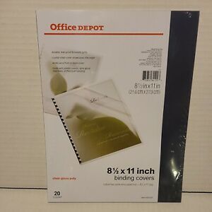 Office Depot Binding Covers  Qty 20 8 1/2 x 11” Binding Covers Clear Gloss Poly
