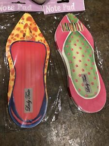 2 Lady Taste Shoe Shaped Girly Note Pads Flirty and Mod New In Packages