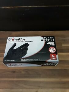 GlovePlus Nitrile Disposable Industrial Gloves, Black, L - Box of 100