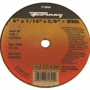 Forney 71844 Cut-Off Wheel with 3/8&#034; Arbor, Metal Type 1, A46T-BF, 4&#034;x1/16&#034;