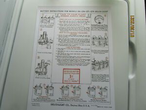 2 1922 Delco Light Plant Models 850-1250,1271-1278 Engine Instruction Posters