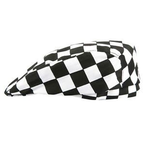 Chef Hats Restaurant Work Wear Cafe Bar Waiter Beret Cap Black White Check