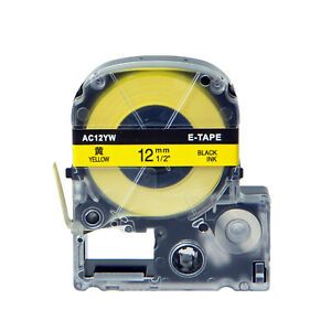 1PK Fits Epson LW LK-4YBW KingJim TepraPro SC12YW 12mm Tape Yellow Label 0.47&#034;