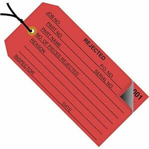 Aviditi&#034;Rejected&#034; Inspection Tags 4 3/4&#034; x 2 3/8&#034; 2 PC Carbon Copied Consecut...