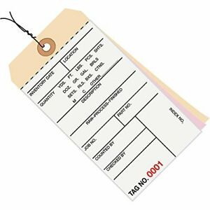White/Manila Manifold Inventory Tags 3 Part Carbonless #8 Wired 9000-9499 6 1...