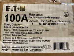Eaton UT4R1121BCH Commercial/Residential Ringless Meter Socket 100A : 600VAC NEW