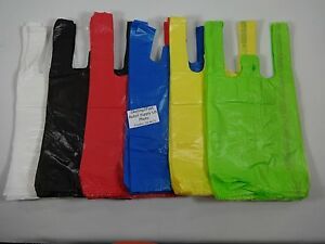 200 T-Shirt Bags w/ Handles 8&#034; x 5&#034; x 16&#034; Plastic Retail
