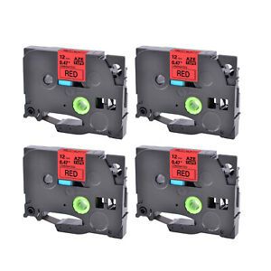 4PK Compatible Brother TZ-431 TZe-431 Black on Red Label Tape Cassette 0.47&#034;