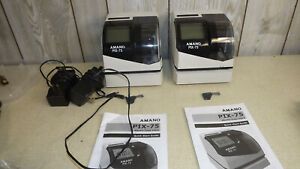 (2) USED  TWO Amano PX 75 TIMECLOCKS   WOW!!!  Keys and Manuals!  BUSINESS