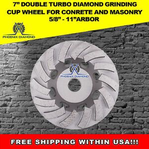 7” Turbo Diamond Grinding Cup Wheel for Concrete 24 Segs - 5/8&#034;-11&#034; Non Threaded