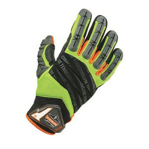 PROFLEX 924 Hi-Vis Mechanics Impact Gloves, M, Lime, Padded, Breathable Mesh