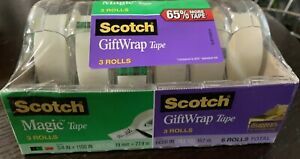 Scotch Magic Tape &amp; Gift Wrap Tape Rolls 3/4&#034;  6 XL Rolls, 1100&#034; per Roll