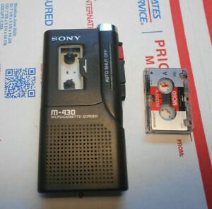 Sony M-430 Microcassette Tape Handheld Voice Recorder Player Tested WORKING