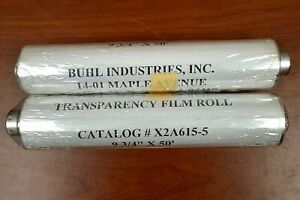Transparency Film Roll-Buhl Industries-9 3/4&#034; x 50&#039;...Lot of 2