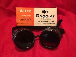 VINTAGE AIRCO AJAX GOGGLES WITH COMMERCIAL LENS - SHADE #5 NEW OLD STOCK