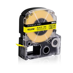 1PK Black on Yellow Tape Compatible with Epson LK-3YBW KingJim SC9YW 3/8&#034; Label