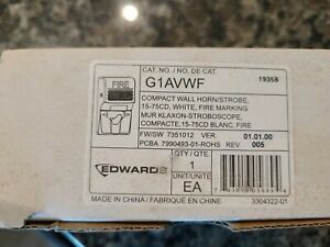 EDWARDS G1AVWF COMPACT WALL HORN/STROBE 15-75CD WHITE FIRE MARKING New In Box
