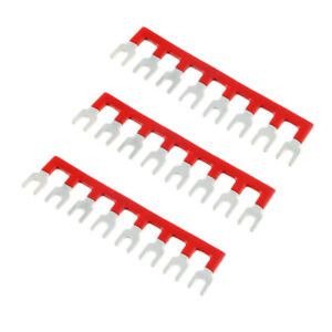 Set / 3 PCS Fork 8 Positions Terminal Strip Jumper Block 600V 25A