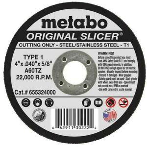 Metabo 55324, 4in x 0.4 x 5/8 Type 1 Slicer; sold in boxes of 50