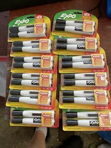 Expo Magnetic Dry Erase Chisel Marker With Eraser 12 Packs (24 Markers Total)