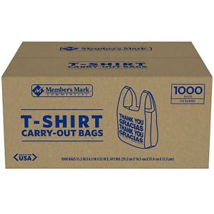 Member&#039;s Mark T-Shirt Carry-Out Bags (1,000 ct) free shipping