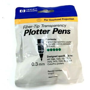 HP Fiber-Tip Transparency Plotter Pens 5-Pack .3mm Green # 17727T For Overhead