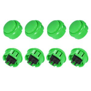 30mm Mounting Momentary Game Push Button Round for Video Games Green 8pcs
