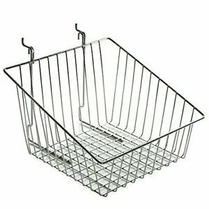 Azar Displays 300623-2pack Sloped Wire Basket Chrome Pack of 2