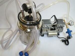 Goat Milker:OILLESS vacuum pump SS Bucket Auto-shut Claw Cluster Pulsator gauge