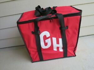 Official GrubHub Red Thermal Insulated Food Pizza Delivery Bag Tote 19&#034;x19&#034;x9.5&#034;
