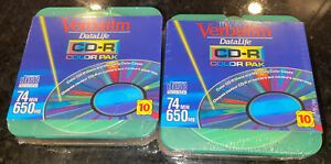Lot Of 2 New Verbatim CD-R Color Pak 74min 650MB 10 Packs