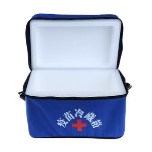 12L Cooler Ice Storage Vaccine Storage Box Ice Cooler Leather Cover Blue