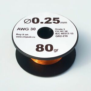 0.25 mm 30 AWG Gauge 80 gr ~180 m (2.8 oz) Magnet Wire Enameled Copper Coil