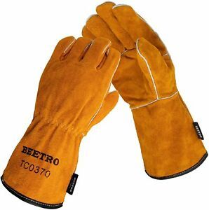 Welding Welder Gloves Cow Leather Fire Resistant Grilled Welding Gloves