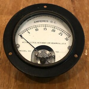Vintage Weston Electrical Instrument Gauge Model 301 Amperes D.C. 0-30 Steampunk