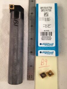 NEW 1&#034; CARBIDE BORING BAR C16-SCLCR-3 W/ 10 INGERSOLL CCMT 32.51FG INSERTS -B9