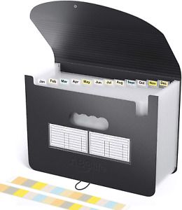 Abclife Accordian File Organizer Letter Size, Expanding File Folder 12 Pockets,