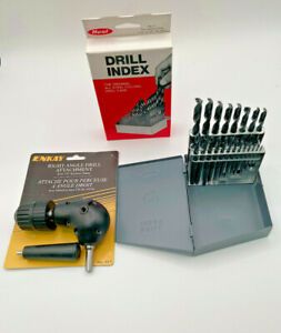Bundle Enkay Drill chuck 90 degree 427 &amp; 21 PC Drill Set 1/16 to 3/8 Huot Case