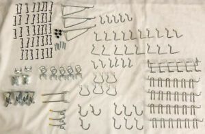 Peg board hooks assortment over 116 pieces + 2 Garden Tool Wall Holders