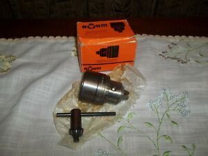 ROHM  1/32&#034; to 1/2&#034; TAPER 33 THREE JAW DRILL CHUCK GEARED TYPE WITH KEY