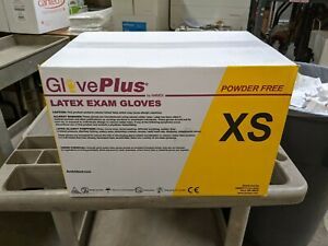 GLOVEPLUS - Latex Exam Gloves - Powder Free - 100 box / 10 boxes case / X SMALL